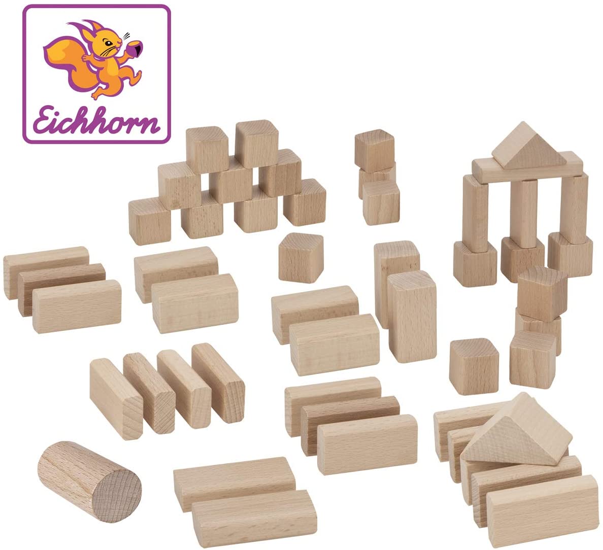 Eichhorn Colourful Wooden Building Blocks In One Shape, 25 Mm