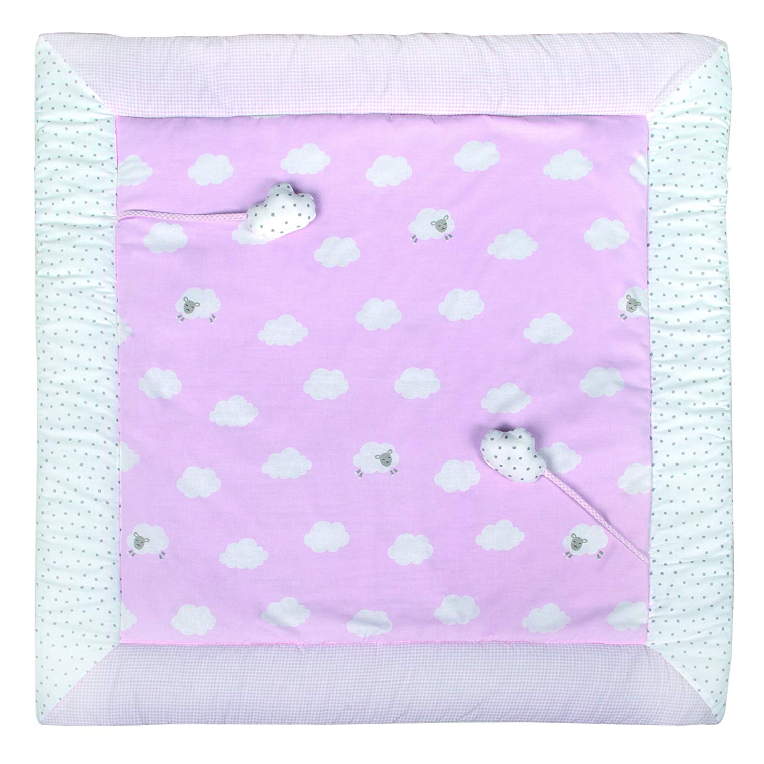 Roba playing and crawling mat, padded play mat, playpen mat, various designs available Small cloud pink 100x100 cm Small cloud pink
