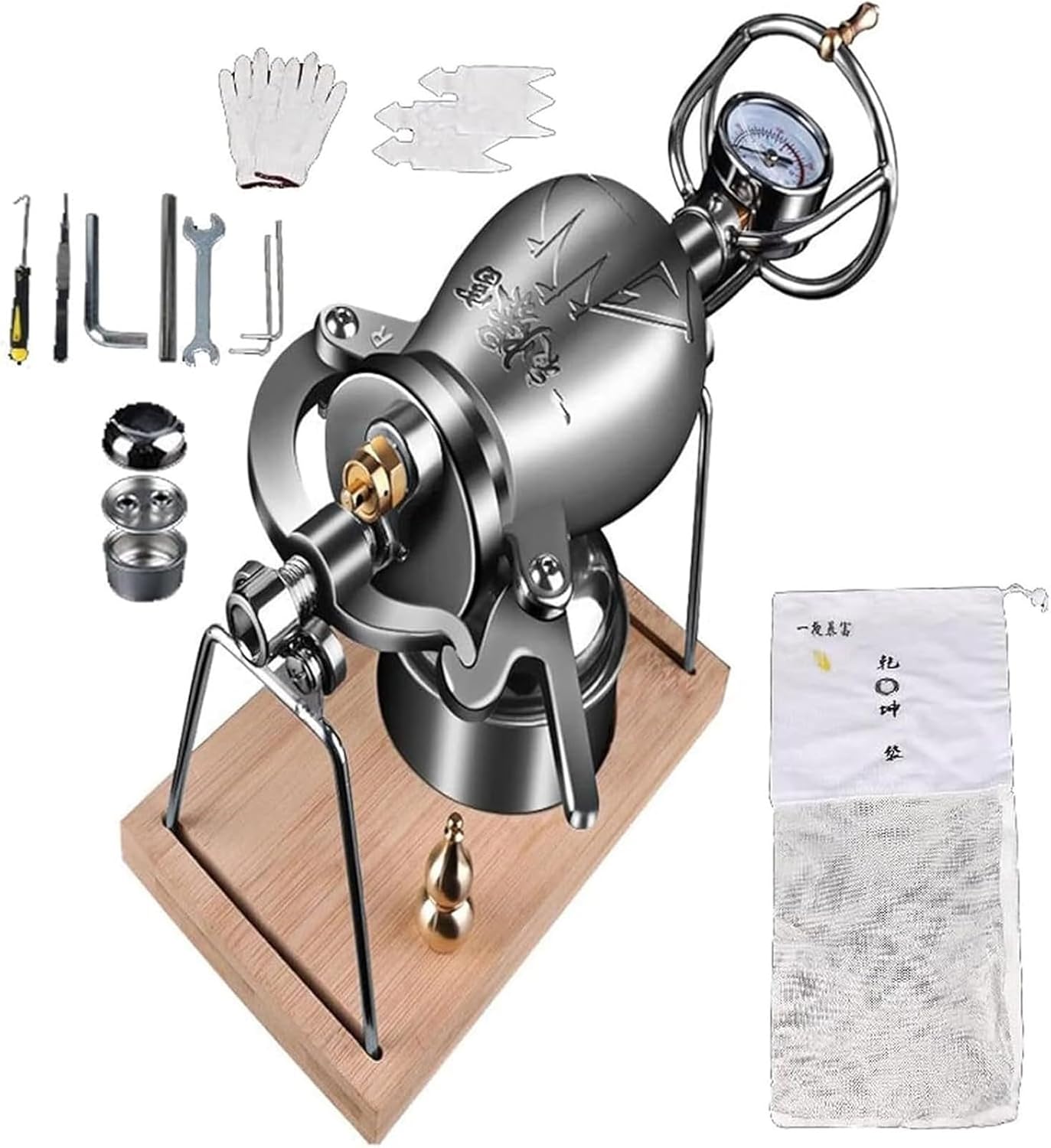 Stainless Steel Traditional Chinese Popcorn Maker Popcorn Pot Hand Popcorn Machine Small Popcorn Cannon Family Meeting Party Fun (328ml)
