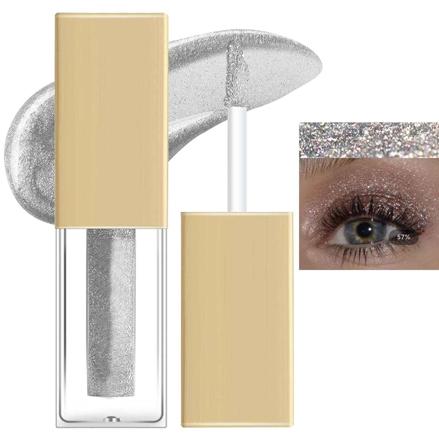 Housn Metallic Glitter Liquid Eyeshadow, Durable Shiny Glitter Waterproof Shimmer and Shine Liquid Eye Shadow, Starry Sequins, Long-Lasting and Pigmented (#07)