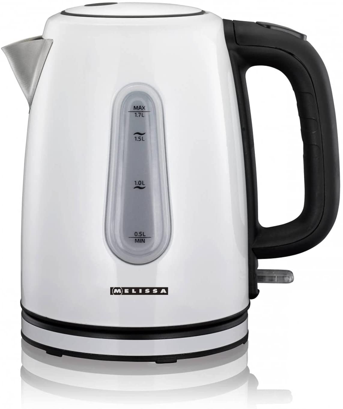 Melissa 16130271 Kettle 1.7 Litres 2200 Watt with Concealed Heating Element Made of Stainless Steel Colour: White