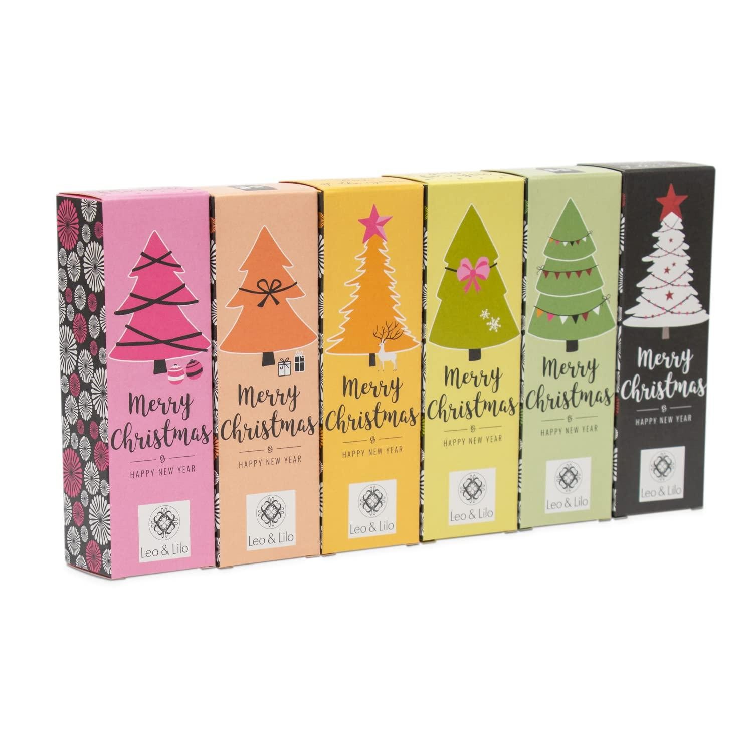 Leo & Lilo Set of 6 Merry Christmas gift boxes with 6 individually wrapped hand creams in 20 ml travel sizes (6 x 20 ml)