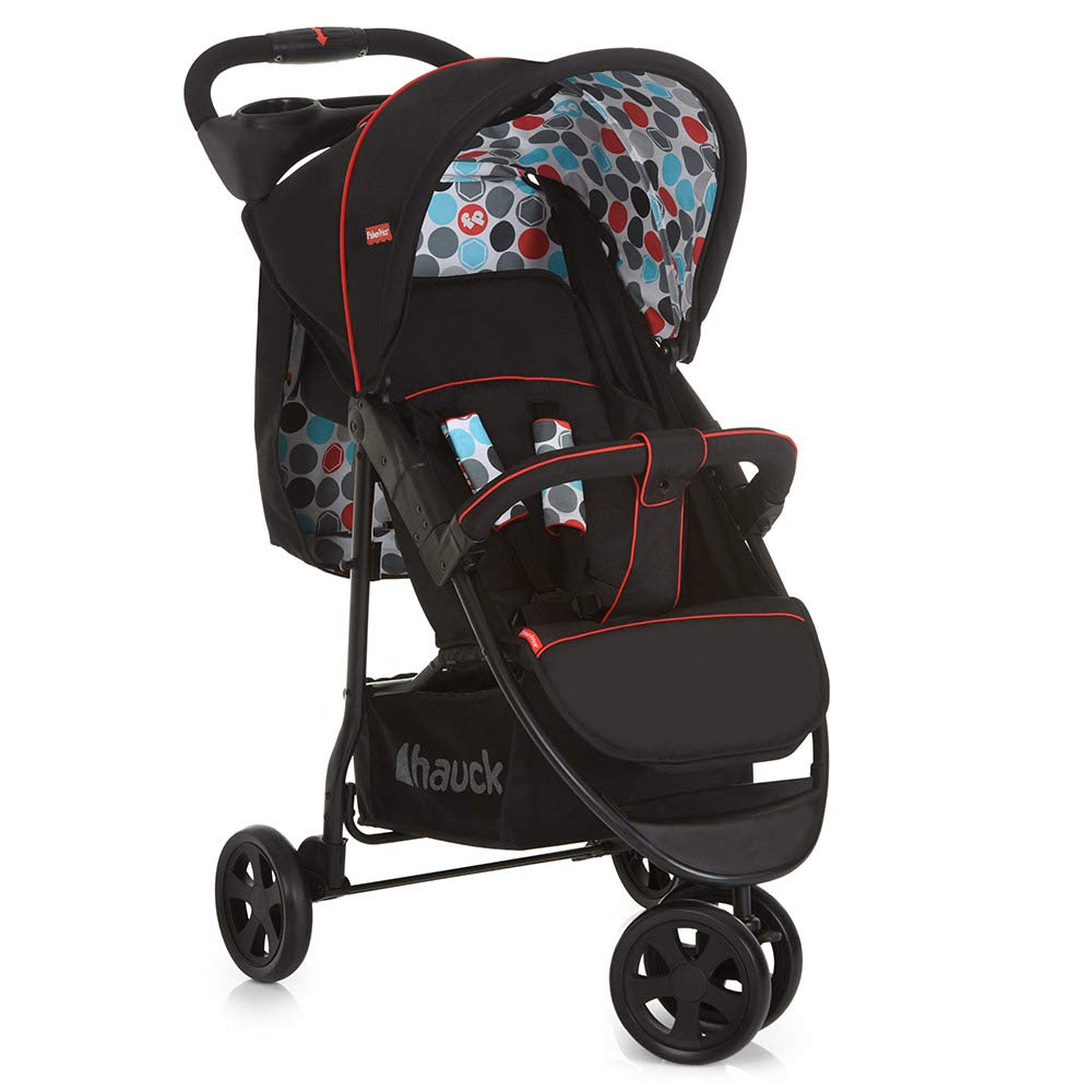 Fisher-Price Buggy Vancouver - 3 Wheel Pushchair / Sports Buggy / Reversible Jogger with Reclining Function / One Hand Folding Mechanism and Cup Holder - Black