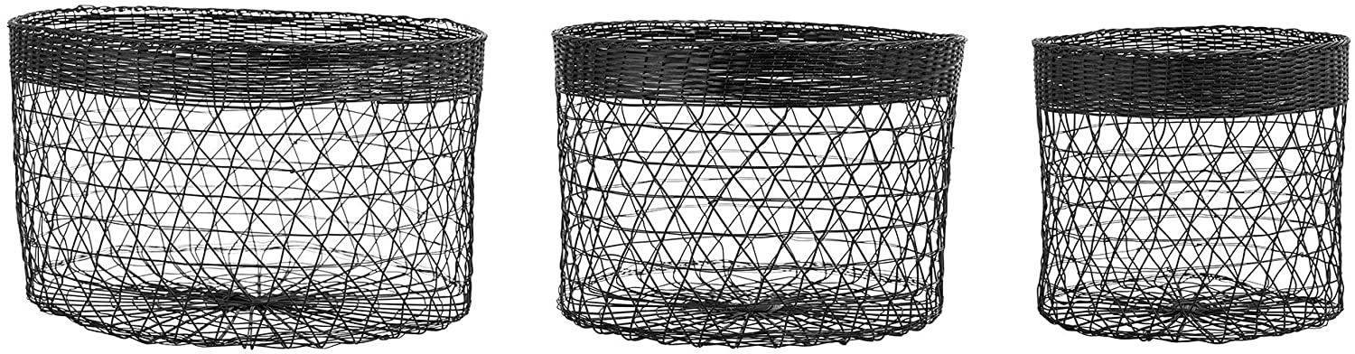 Bloomingville - Baskets - Storage Baskets - Metal - Black - Set of 3