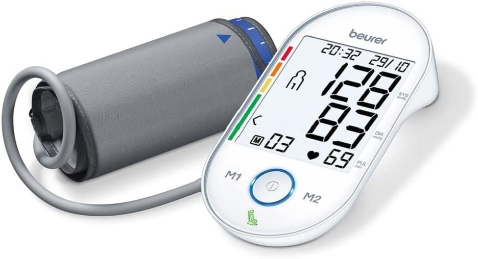 Beurer BM 55 Upper Arm Blood Pressure Monitor with Patented Sleep Indicator for Accurate Measurement Results with USB Interface, Risk Indicator, Arrhythmia Detection, for Upper Arm Circumference of 22-42 cm