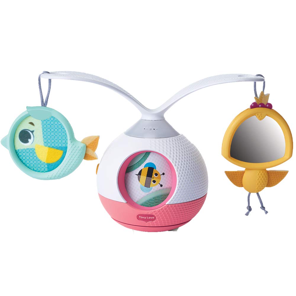 Tiny Love Mobile Tummy Time Mobile Entertainer, The \"Headover\" Revolution for Tummy Position, Includes 30 min Light & Sound, Rotates 360°, Includes Universal Clip for Travelling, Tiny Princess Tales