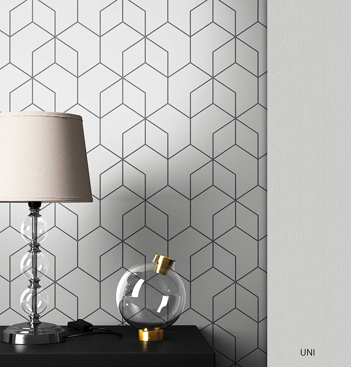 Newroom Wallpaper Grey Geometric Hexagonal Graphic Non-Woven Wallpaper Mode