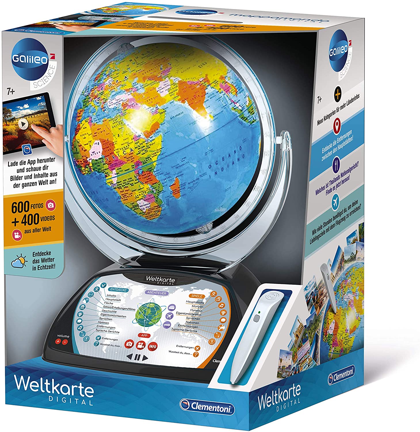 Clementoni 59184 Galileo Science Digital Globe With App, Talking Globe With