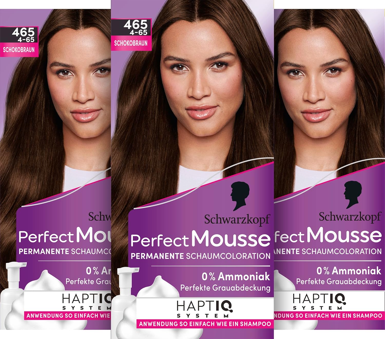 Schwarzkopf Perfect Mousse Permanent Foam Coloration 465/4-65 Chocolate Brown (93 ml), Hair Color with Perfect Gray Coverage, Coloration for Intensive Care and Radiant Shine