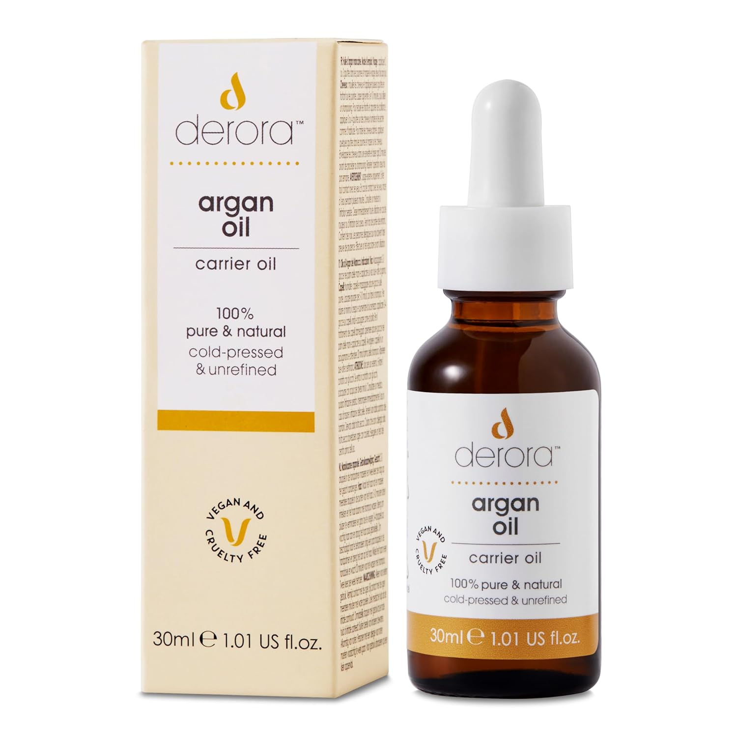 Derora Moroccan Argan Oil, Nourishes Skin, Hair and Nails, Anti-Ageing, 100% Pure, Cold Pressed & Unrefined, Natural, Antioxidant & Rich in Omega 6 & Vitamin E (30 ml (Pack of 1)