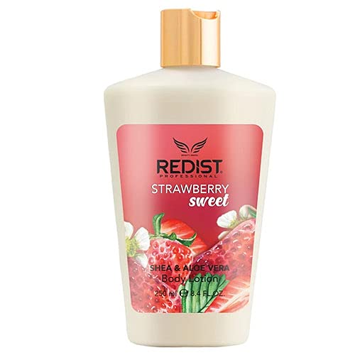 Redist Body Lotion 250 ml | Shea Butter & Aloe Vera | Body Care Lotion for All Skin Types | Instantly Absorbent Body Lotion | Women\'s Body Cream | Moisturiser | (Strawberry Sweet)