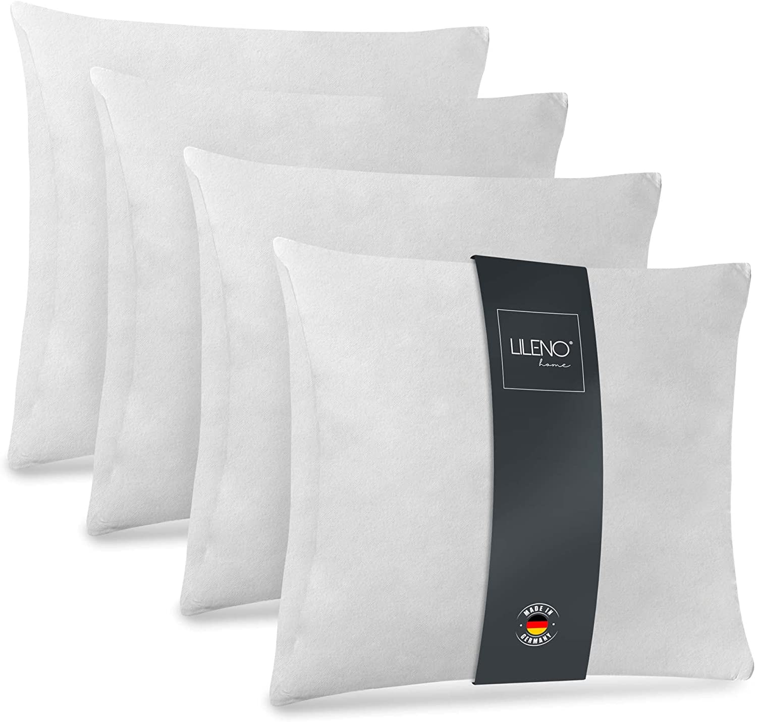 Lileno Home Set of 4 Cushion Filling - Washable Inner Cushion Suitable for Allergy Sufferers - Polyester Cushion Inlet as Couch Cushion, Sofa Cushion, Cocktail Pillow and Pillow, 45 x 45 cm