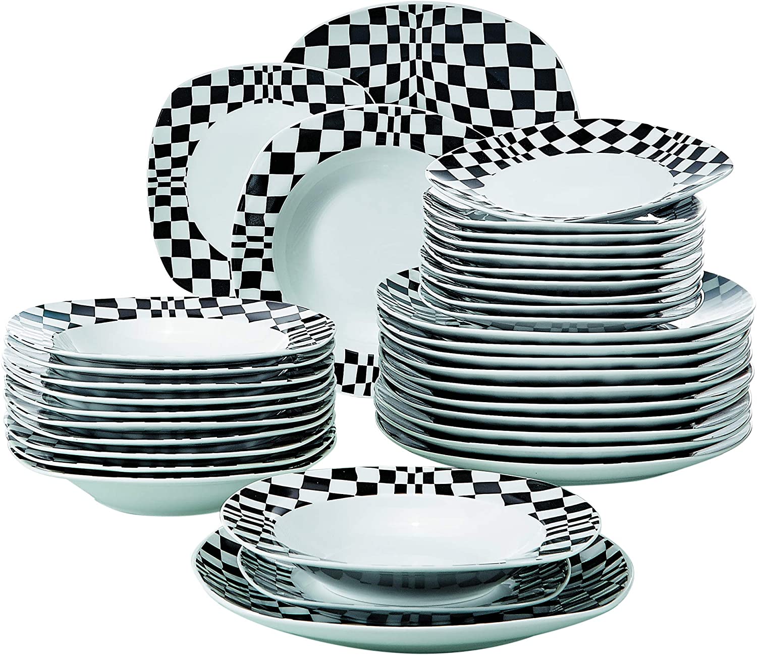 VEWEET Dinner Service \'Louise\' Porcelain 36 Pieces | Plate Set for 12 People | Each with 12 Dessert Plates, Deep Plates and Flat Plates