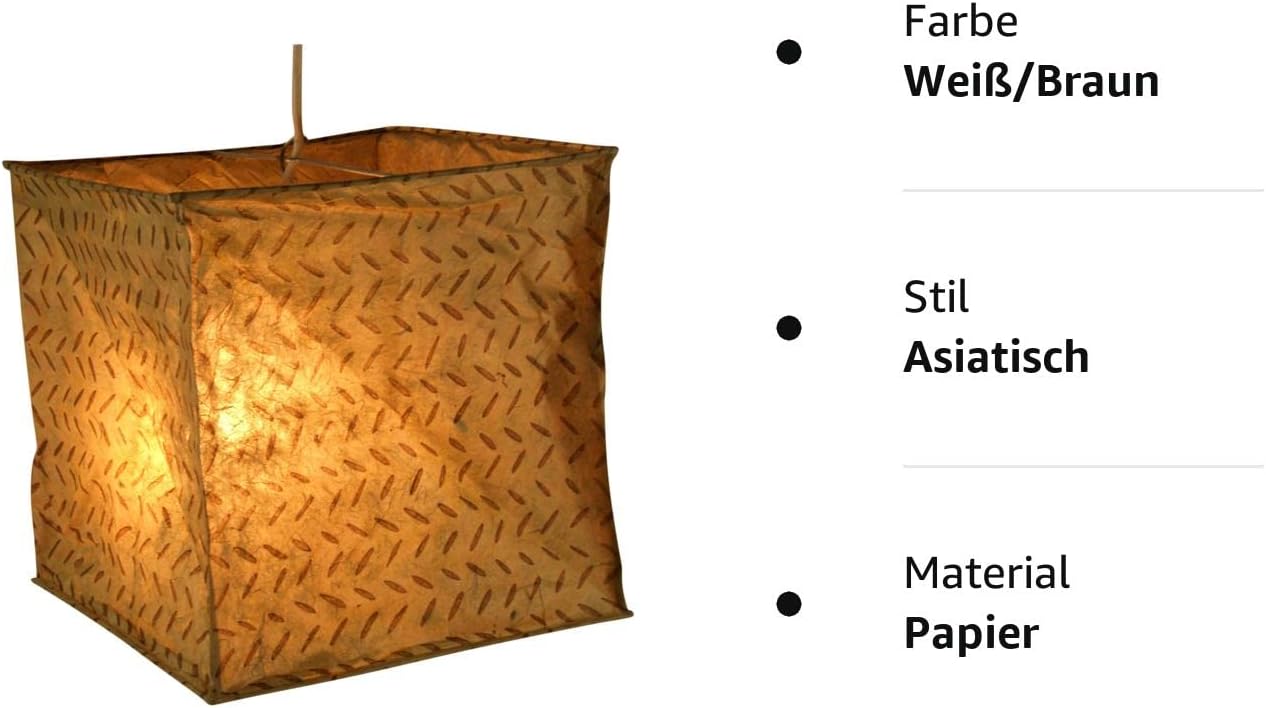 GURU SHOP Lokta Paper Hanging Lampshade, Ceiling Light Made of Handmade Paper, Prayer Mill, Orange, Lokta Paper, 28 x 18 x 18 cm, Asian Lampshades Made of Paper & Fabric