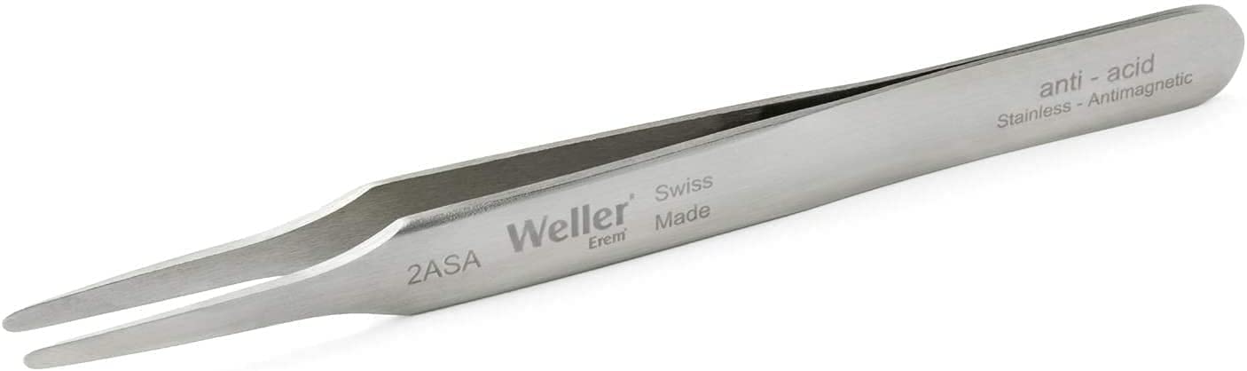 Weller EREM 2ASA Precision Tweezers with Flat Rounded Tips 120 mm