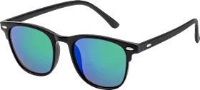 Sunglasses adults black frame, blue-green mirrored lenses, 1 piece