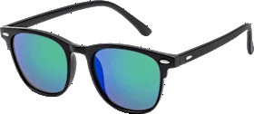 Sunglasses adults black frame, blue-green mirrored lenses, 1 piece