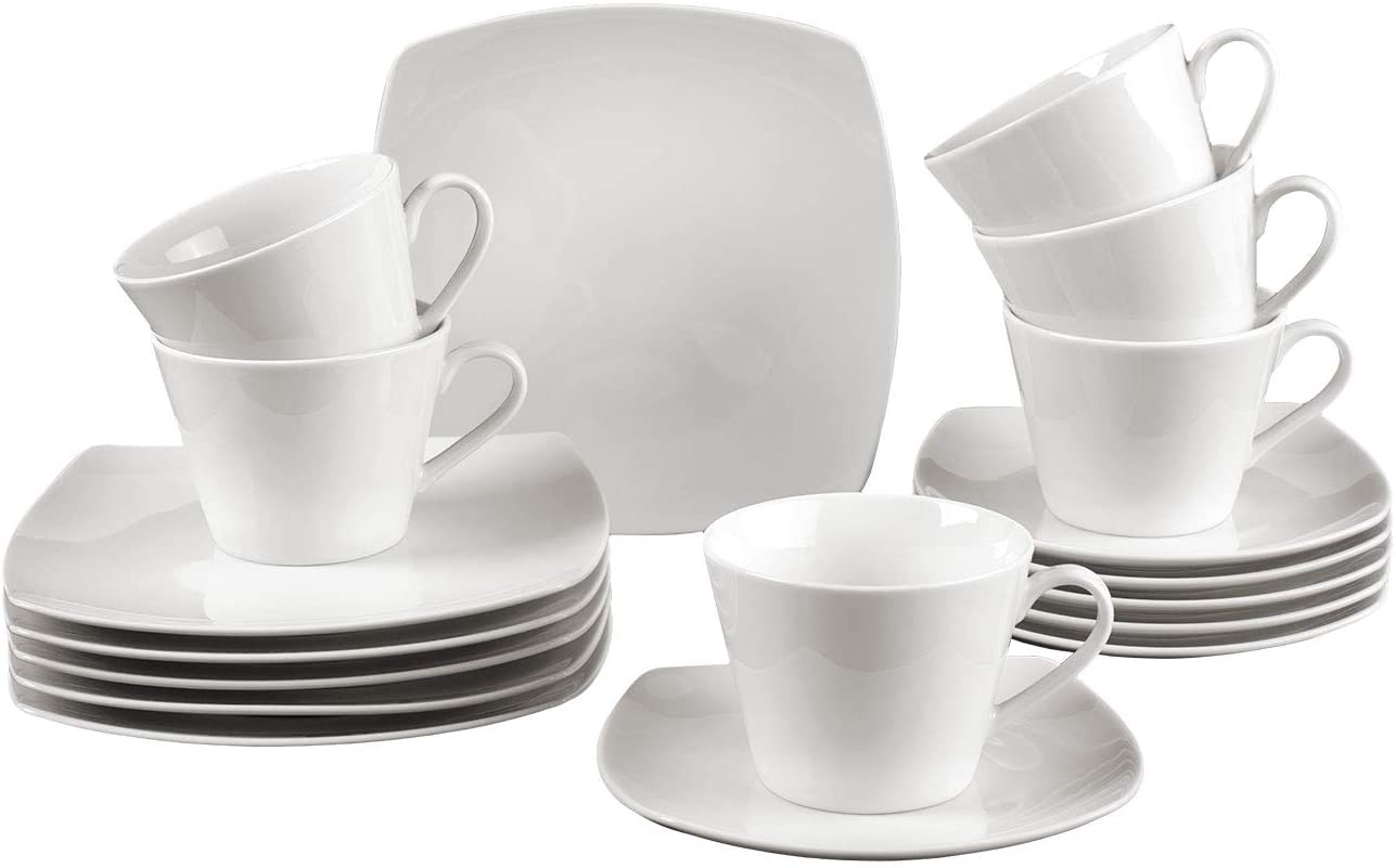 vivo by Villeroy and Boch Group Simply Fresh Coffee Service for up to 6 People, 18 Pieces, Premium Porcelain, White