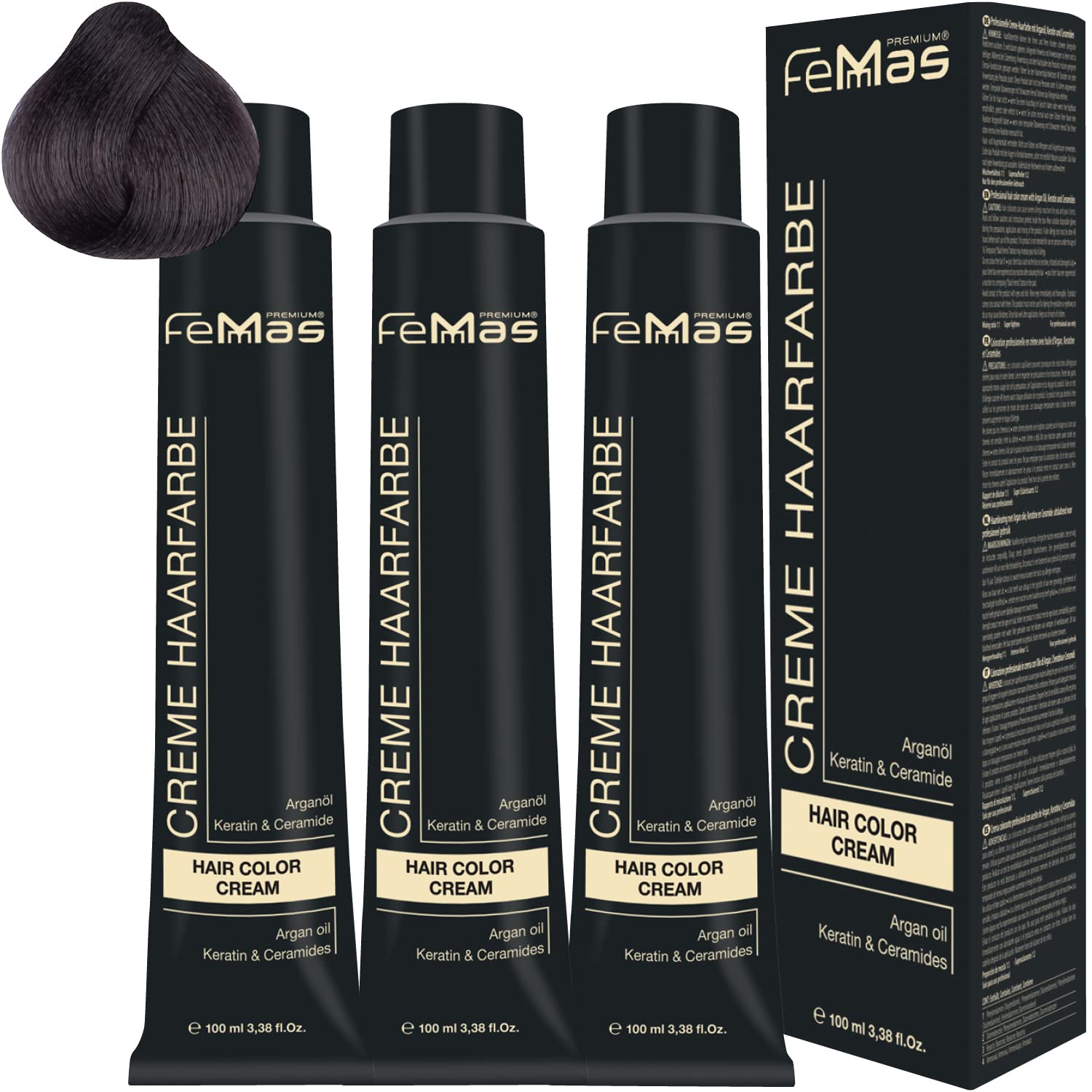 Femmas Hair Colour Cream 100 ml Hair Colour Pack of 3 Light Brown Ash 5.1, ‎light
