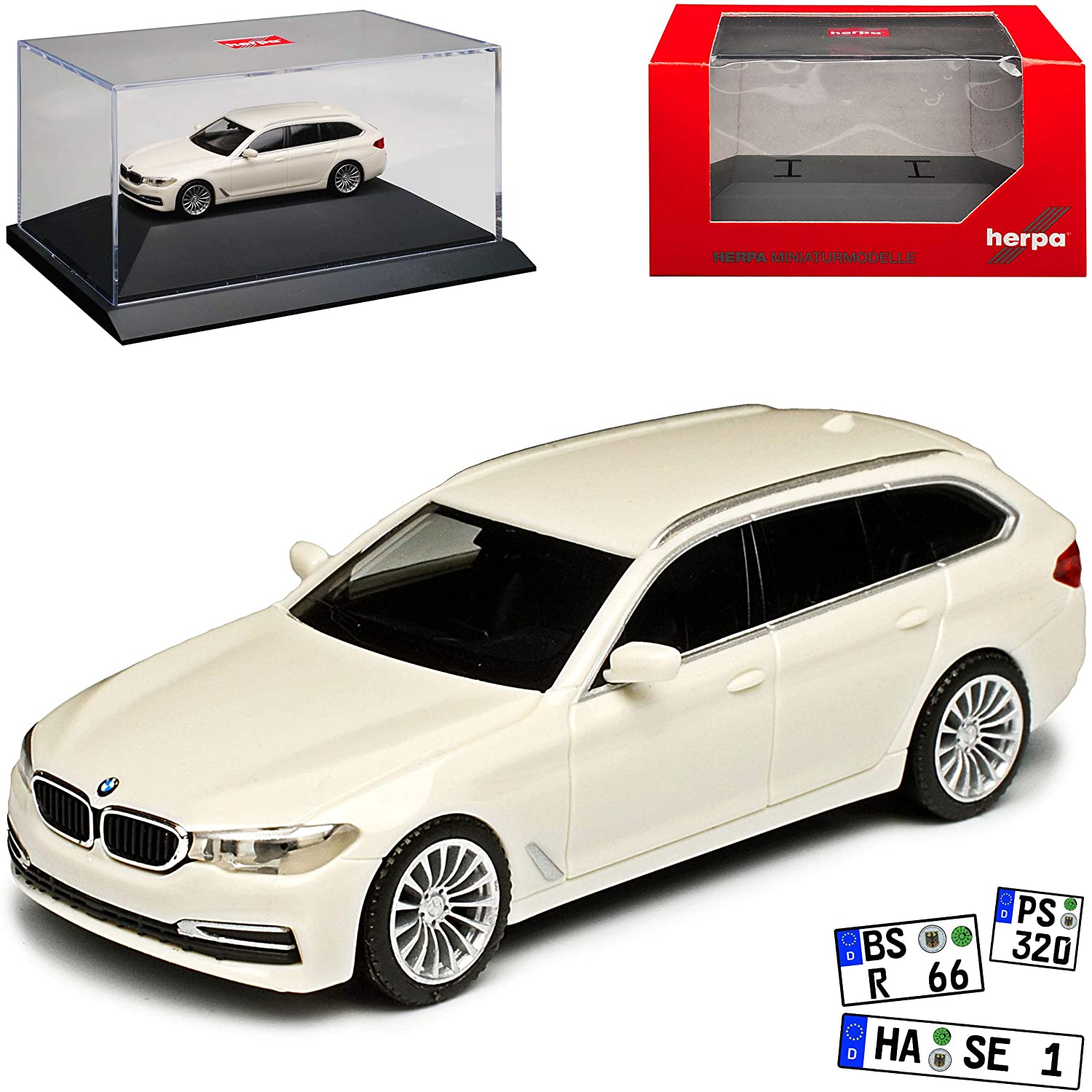 HERPA B-M-W B-M-W 5Er G31 Touring Kombi Alpin White From 2017 With Base And Showcase H0