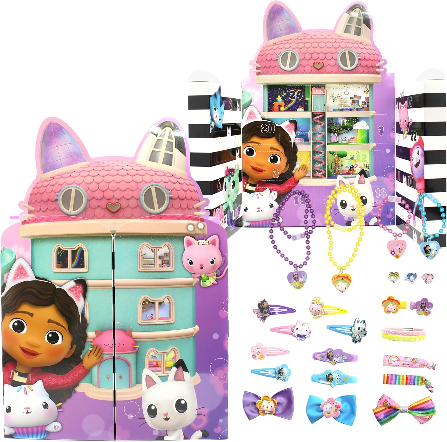 Joytoy Gabby\'s Dollhouse Advent Calendar with Jewellery and Hair Accessories - 28 x 7 x 40 cm