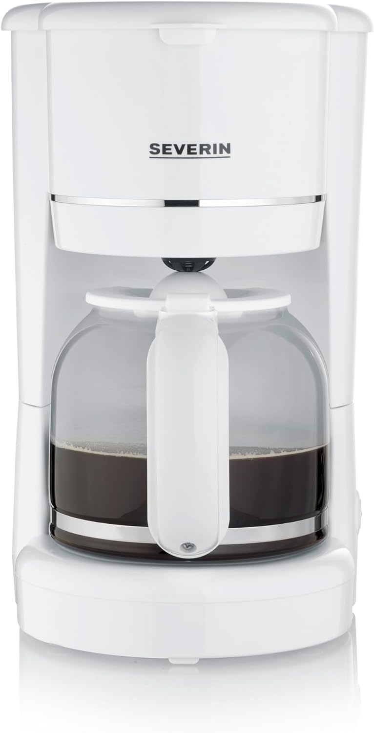 Severin Ka 4323 Filter Coffee Machine with Glass Jug, Coffee Machine with Permanent Filter, For Up To 10 Cups (1.25 l), with Warming Plate and Auto Shut-Off, 900 W, White