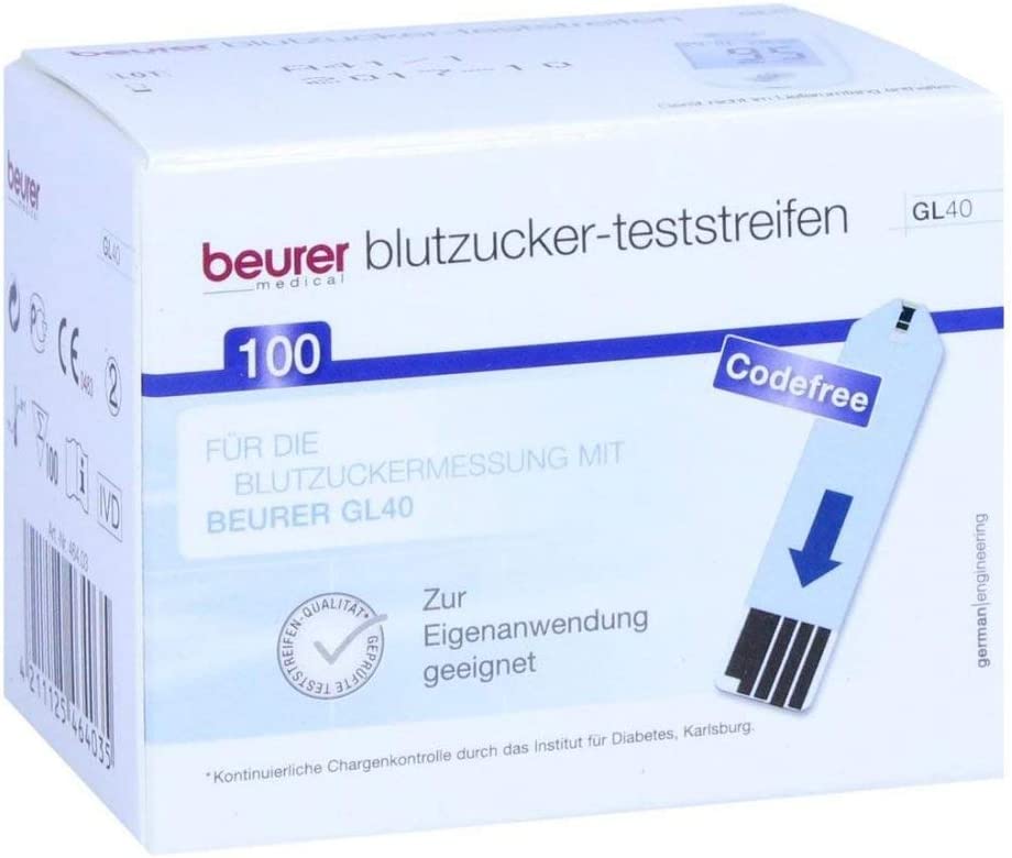 Beurer GL40 Blood Sugar Test Strips Pack of 100 Test Strips