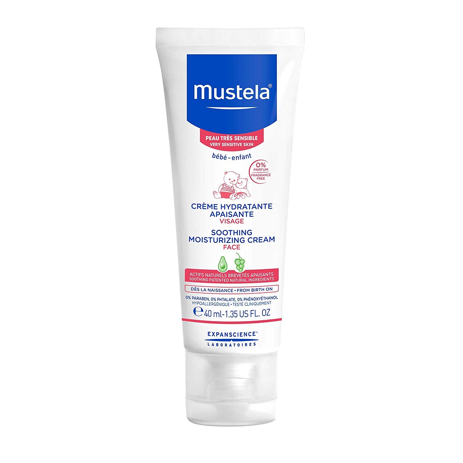 Mustela Soothing Moisturiser for Toddlers with Very Sensitive Skin 40 ml 0% Perfume