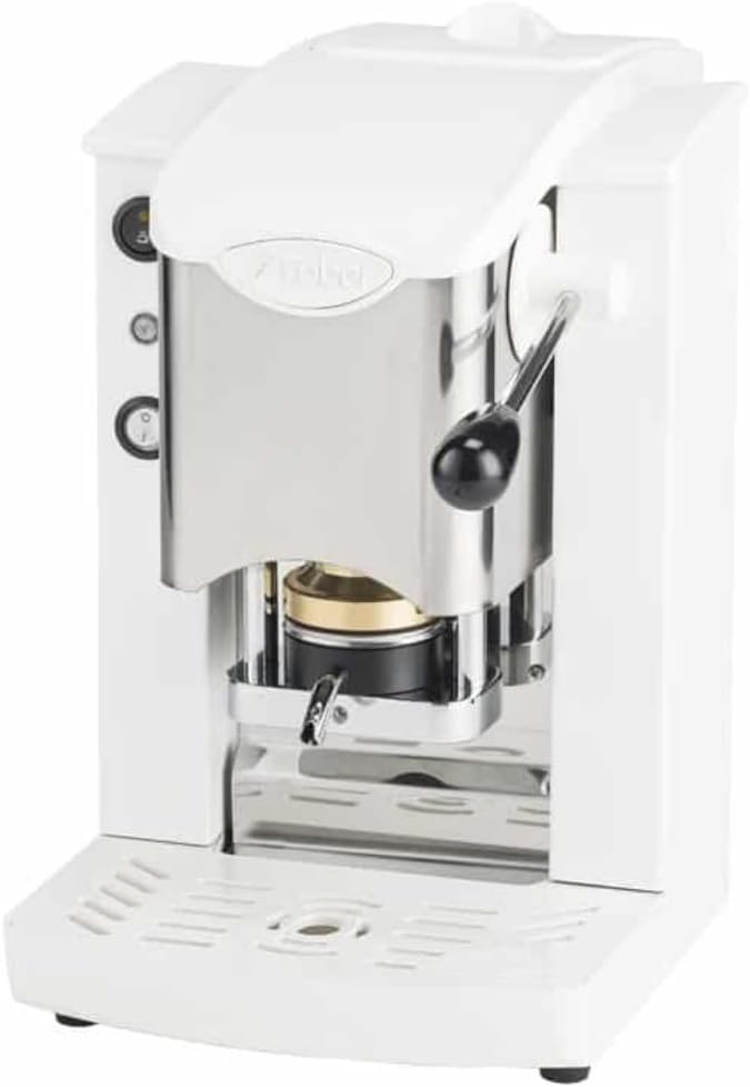 FABER COFFEE MACHINES | Stainless Steel Slot Model | 44mm Coffee Machine | Color Burgundy Plastic Black | Brass Pad Press (White/White)