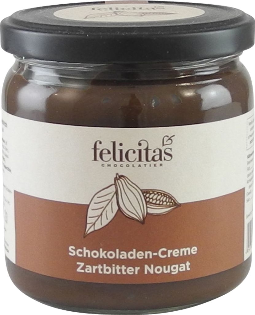 Zartbitter-Nougat Schokoladen-Creme von der Confiserie Felicitas (400 g)