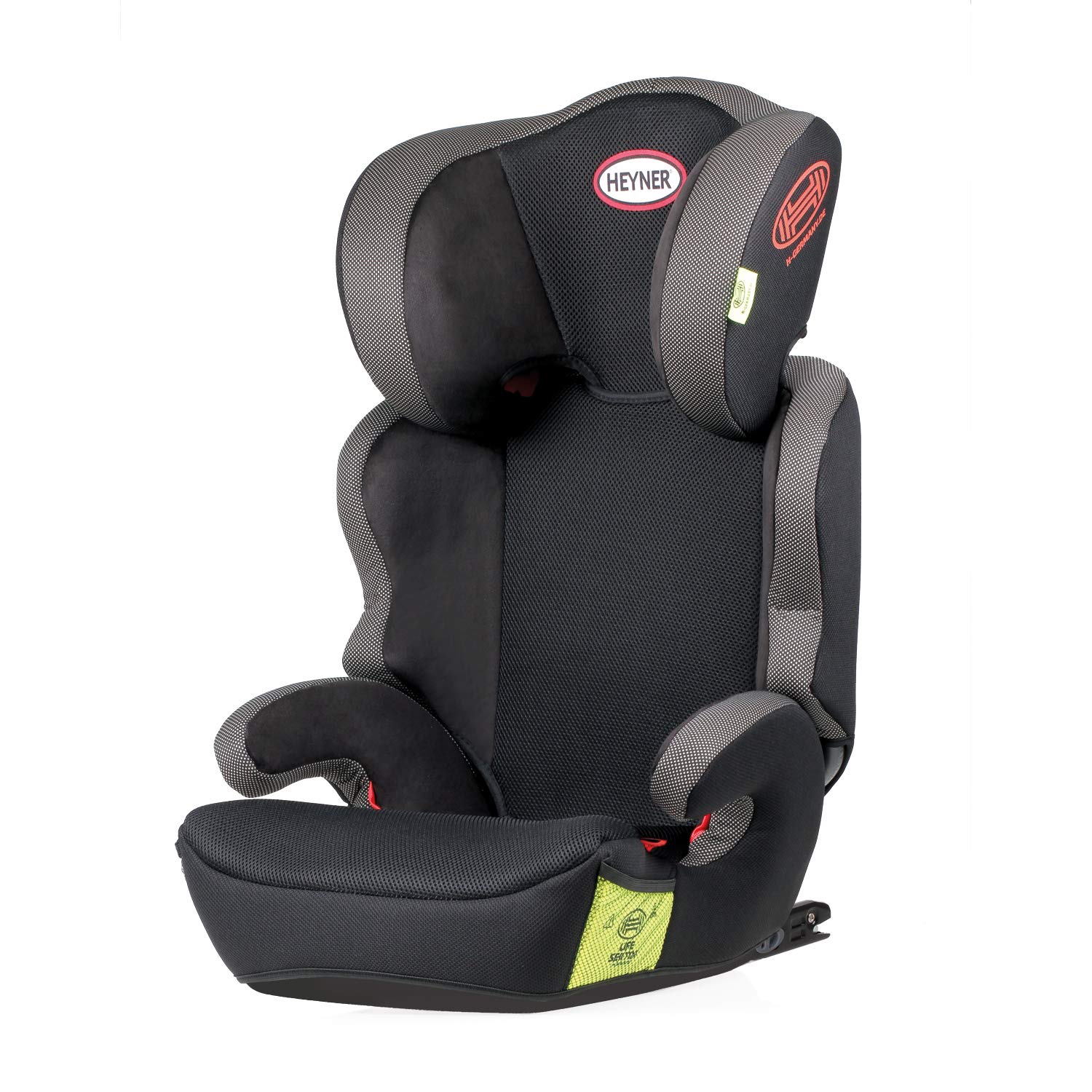HEYNER® Kids Car Booster Seat, Extra Large Booster Seat, ISOFIX 15 to 36 kg, Group 2.3, 95 to 150 cm, Colour: Black