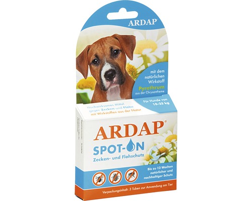 Tick ​​and flea protection ARDAP Spot-On for dogs from 10-25 kg, 3 tubes of 2.5 ml each, lasting protection for up to 12 weeks