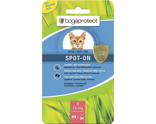 Tick ​​and flea protection bogaprotect SPOT-ON for cats from 1.5-4 kg 3x0.7 ml