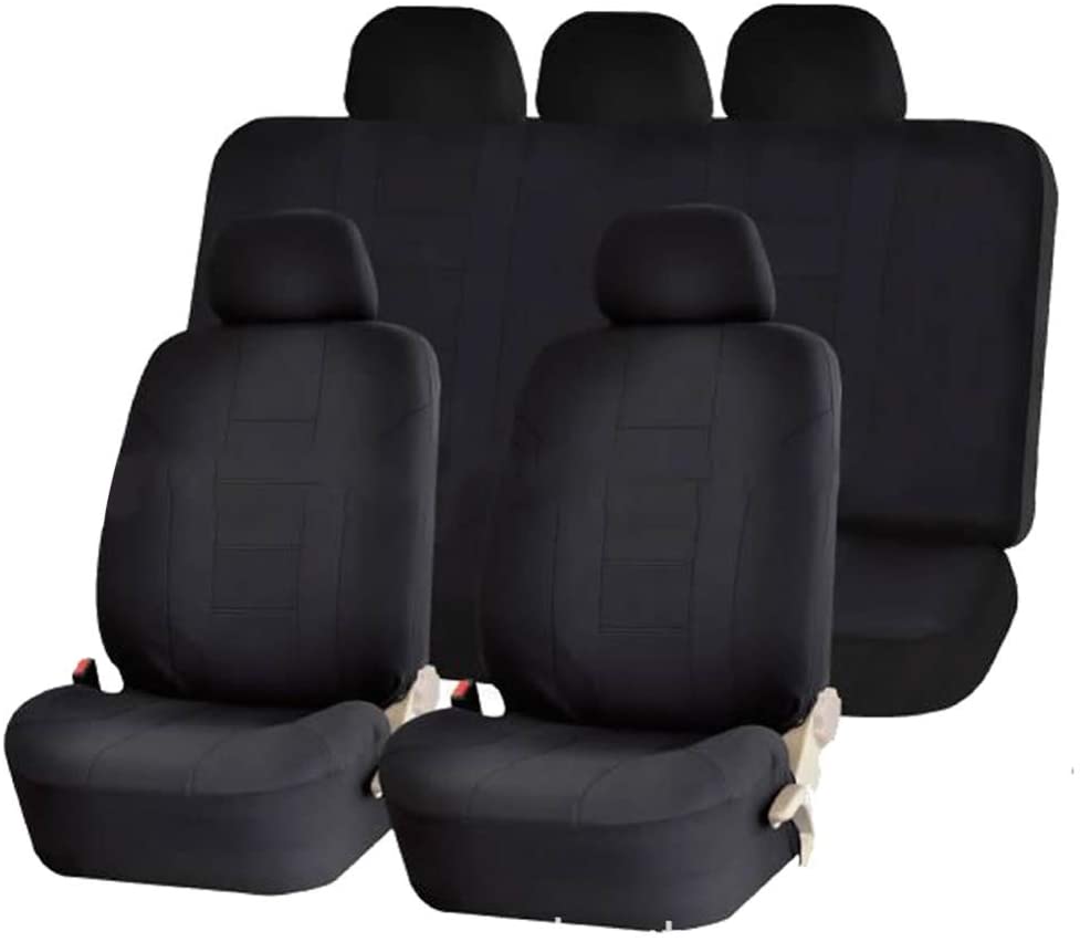 EGFheal Car Seat Covers Universal Fit Full Set Car Seat and Headrest Covers Protector Tyre Traces Car Accessories Interior All Black 5-Seater 9-Piece Set