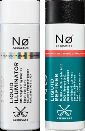 No Cosmetics Liquid Refiner & Liquid Illuminator - 2-in-1 Skincare Set for Pure and Smooth Skin + Purelife Sticker