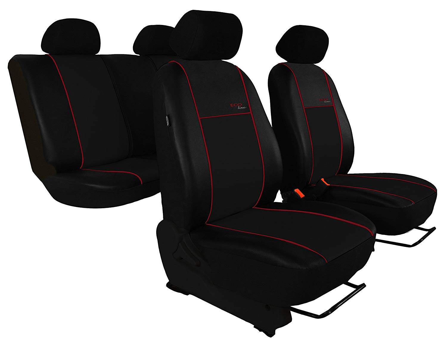 Car seat cover set for Touran 2015 Eco-Line Slat Dark Red.