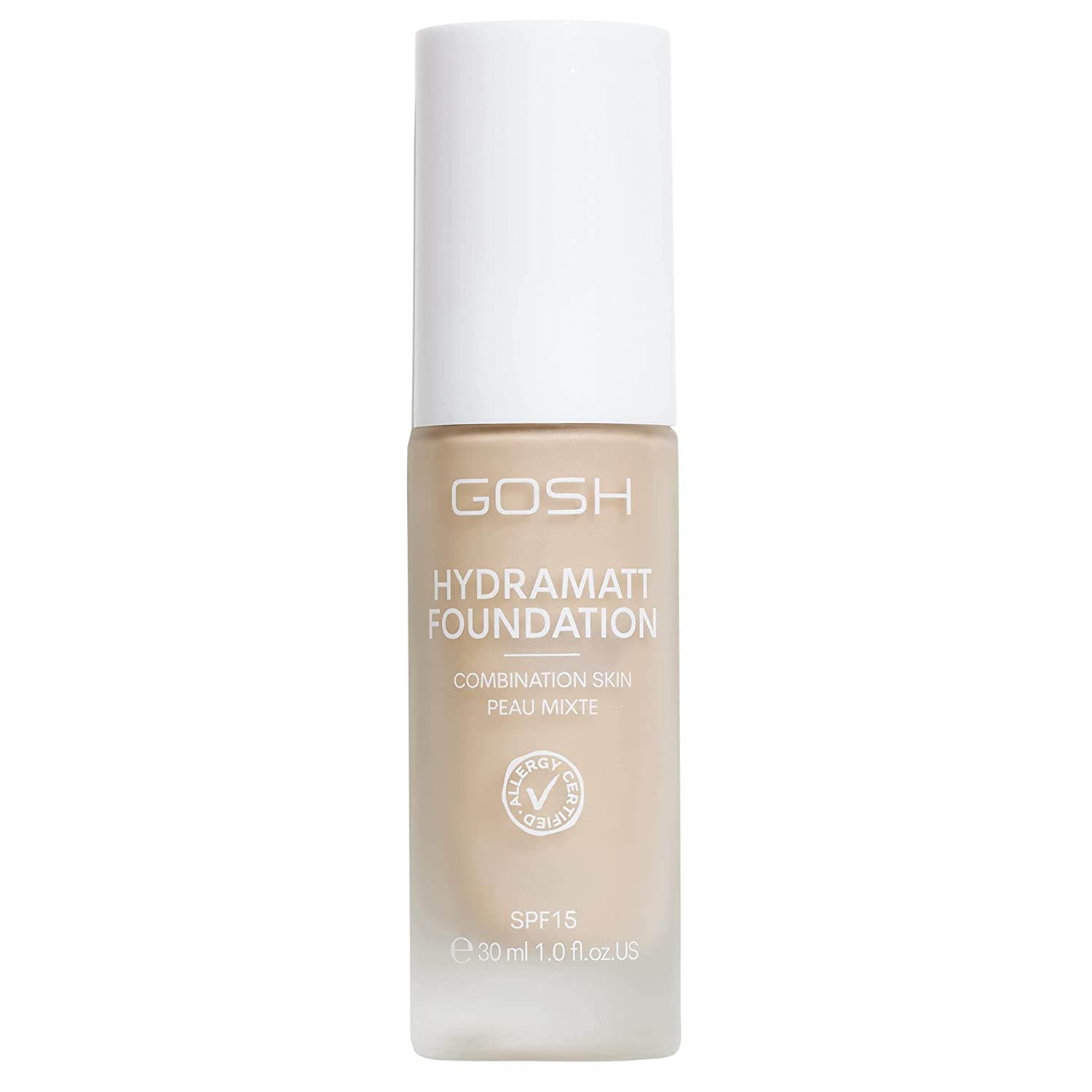 GOSH Foundation with SPF 15 for Light and Dark Skin, Vegan, Matte Makeup for Dry, Sensitive and Oily Skin, Smudge- and Sweat-Proof, Oil-Free, Adjustable Coverage, No Mask Effect, 004R, ‎004r