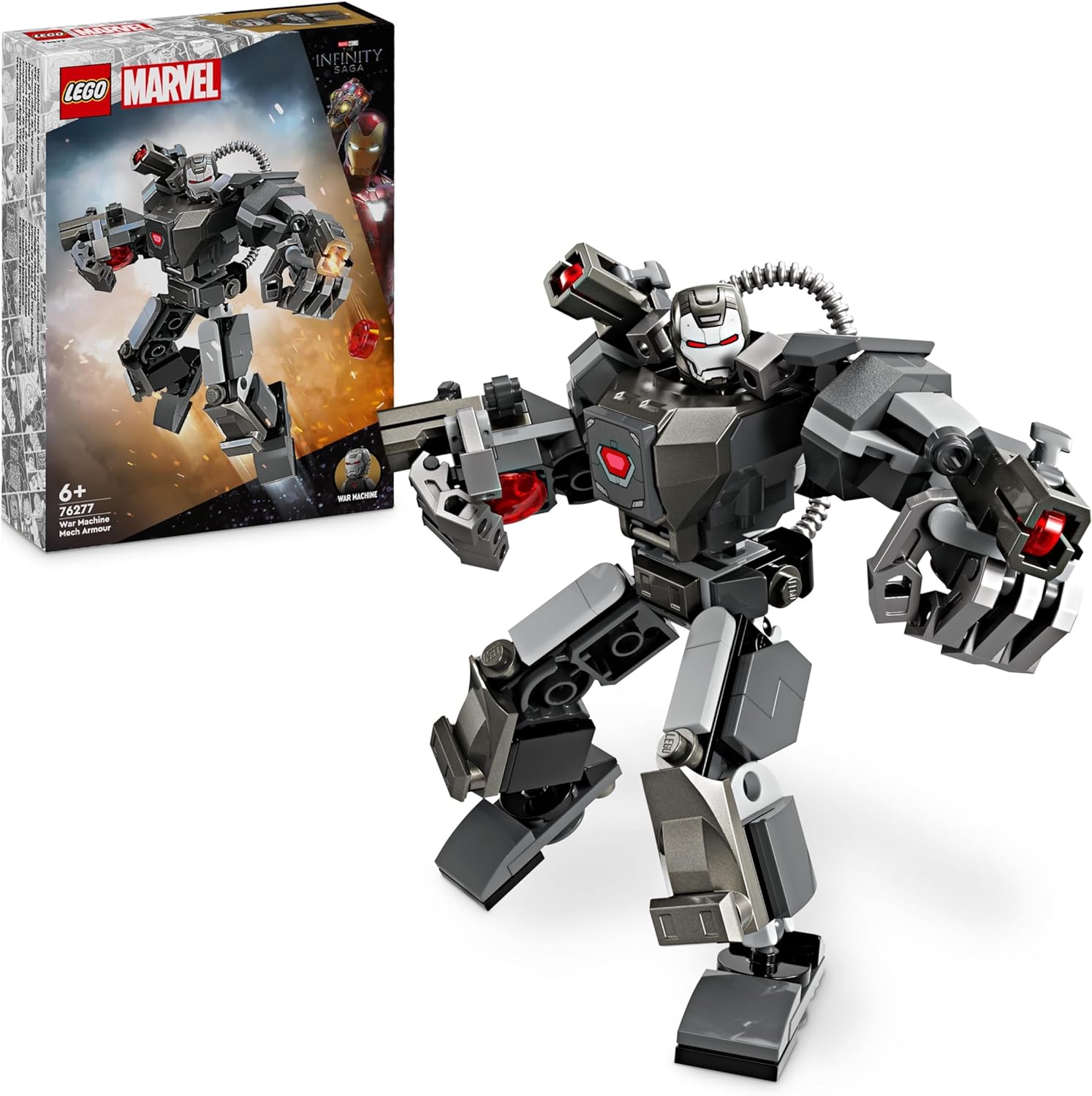 LEGO Marvel War Machine Mech, Buildable Superhero Toy with 3 Shooters for Children, Legendary Action Figure from the MCU, Gift for Boys and Girls from 6 Years, 76277