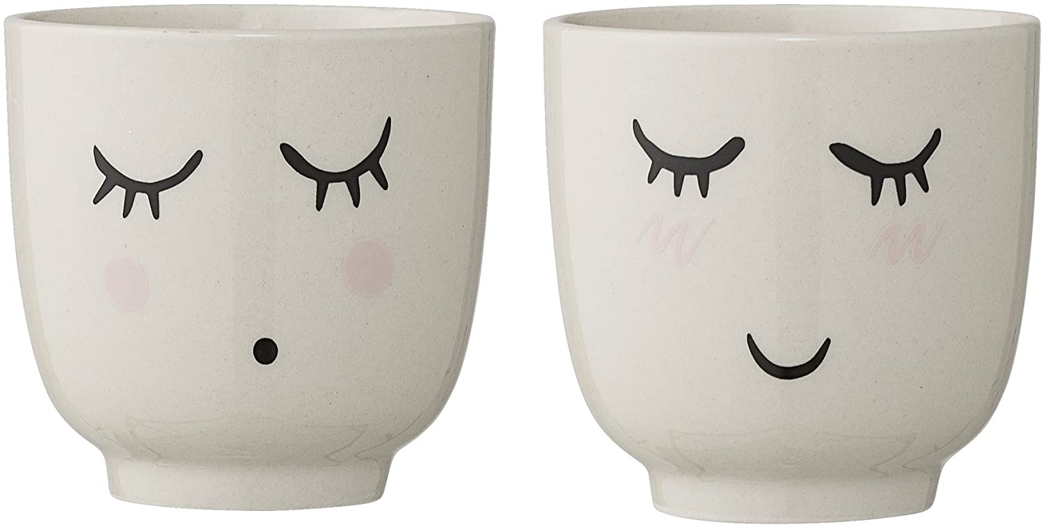 Bloomingville Smilla Small Mugs, White, Ceramic ,Set of 2