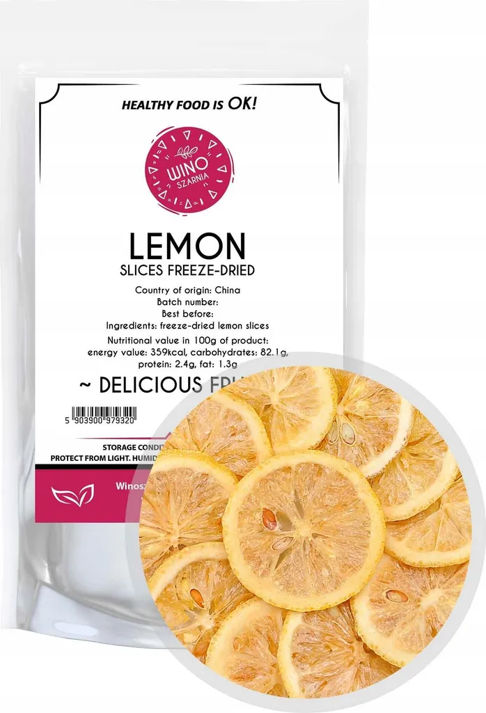 Freeze-dried edible lemon slices - 250g for tea