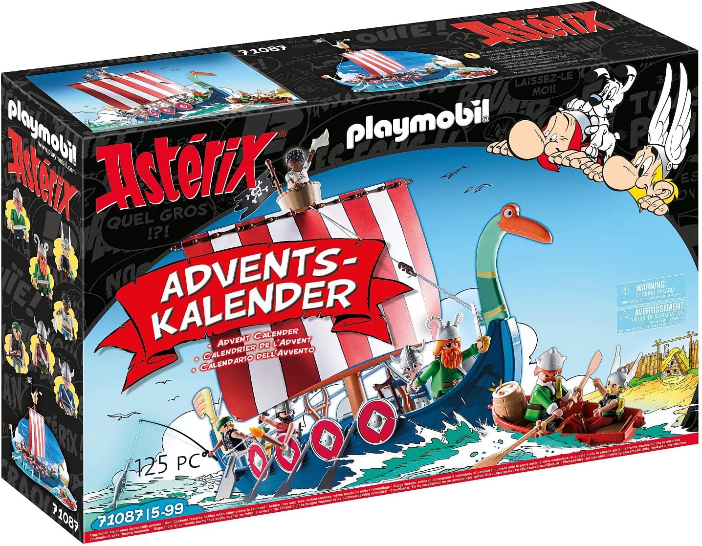 PLAYMOBIL Asterix Advent Calendar 2022 71087 Pirates with Floating Pirate Ship, Dinghy and Comic Figures, Toy for Children from 5 Years