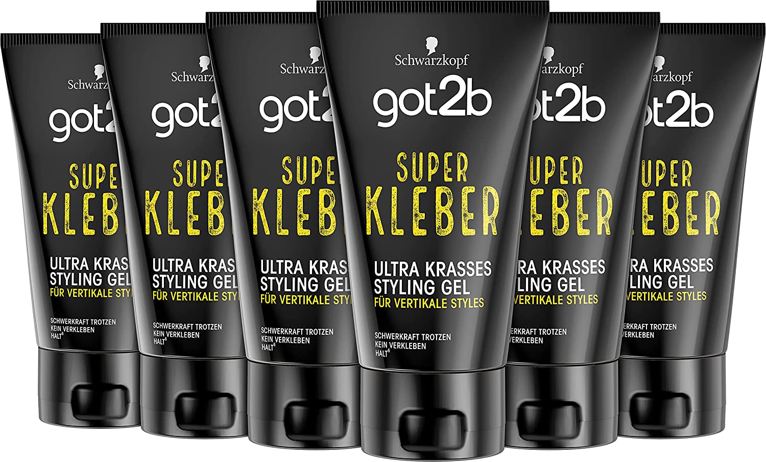 got2b Hair Gel Super Glue Hold 6 (150 ml), Ultra Crass for Vertical Styles, Hair Gel for Gravity Defying Hair Styling until the Next Hair Wash, Does Not Stick