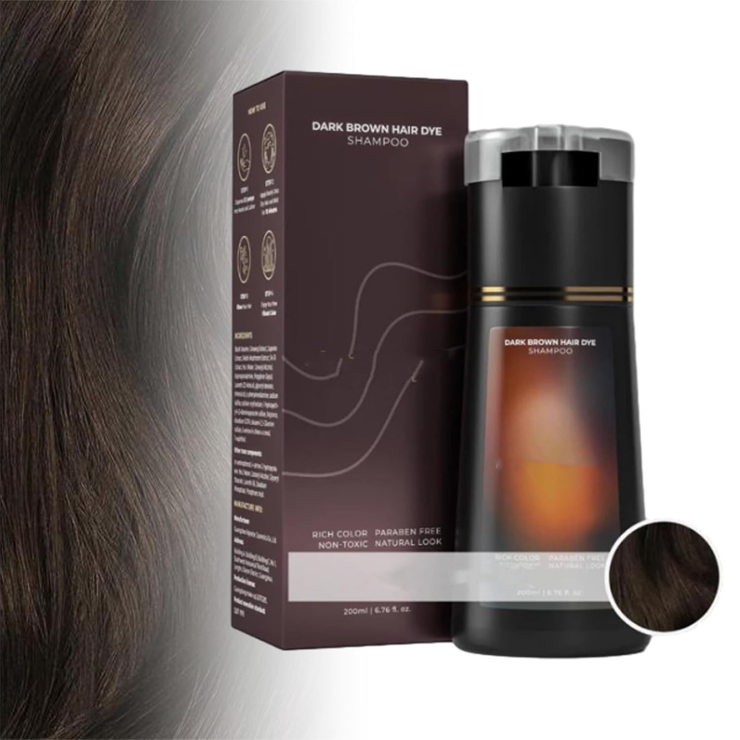Polar Hair Dye, Hair Care Instant Dye Shampoo, Hair Care Shampoo, Natural Hair Color Shampoo, Black Hair Dye Shampoo for All Hair Types (Dark Brown)