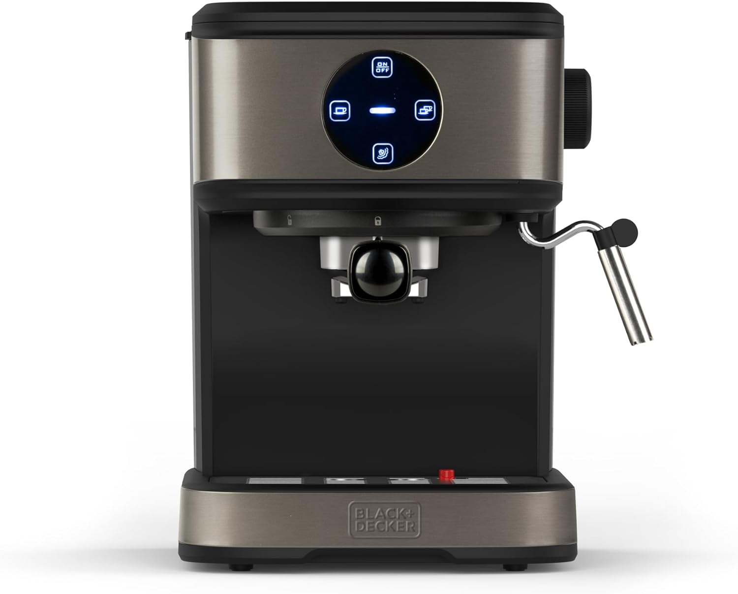 Black+Decker BXCO850E Espresso Machine, 20 bar, 1 or 2 coffee, Steam Function, Auto Stop, Programmable Quantity, Extra Cream System, 1.5 L, Anti-Fingerprint Stainless Steel Surface, 850 W