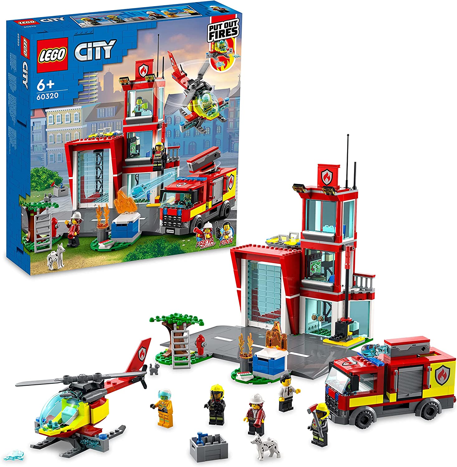 LEGO 60320 City Feuerwache, Feuerwehr-Spielzeug für Kinder ab 6 Jahren mit Garage, Feuerwehrauto und Hubschrauber, Geschenkidee zu Weihachten