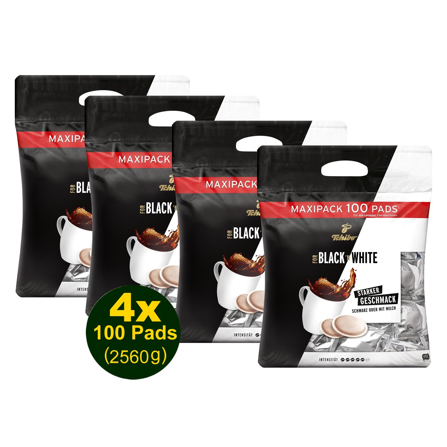 Tchibo Black \'n White 100 Kaffeepads 4 x 740g (2960g) - Arabica, Maxipac