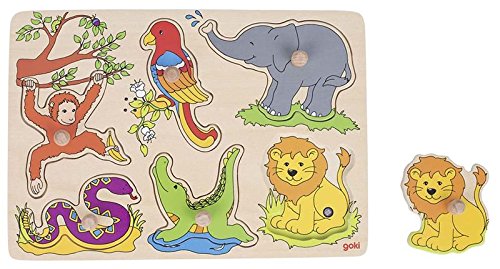Goki Zoo Animals, Animal Voices Lift-Out Puzzle