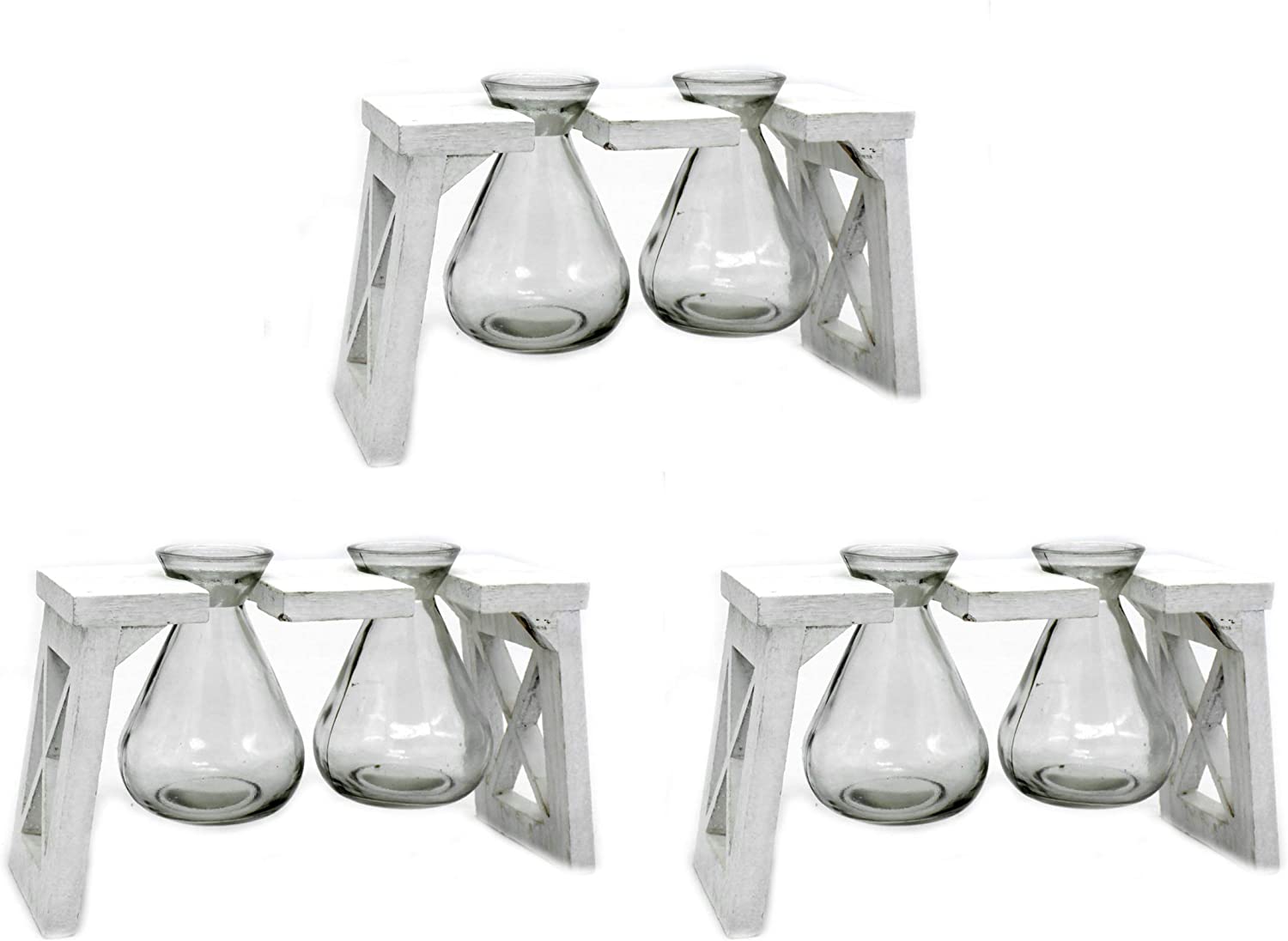 DARO DEKO Wooden Frame with Two Glass Vases