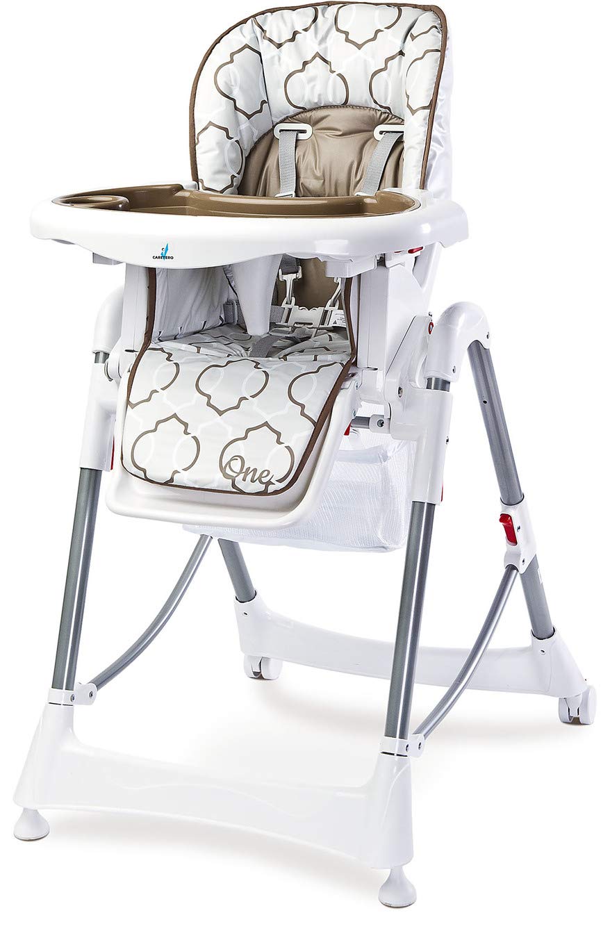 Caretero ONE Highchair Height-Adjustable with Practical Wheels Brown / Brown