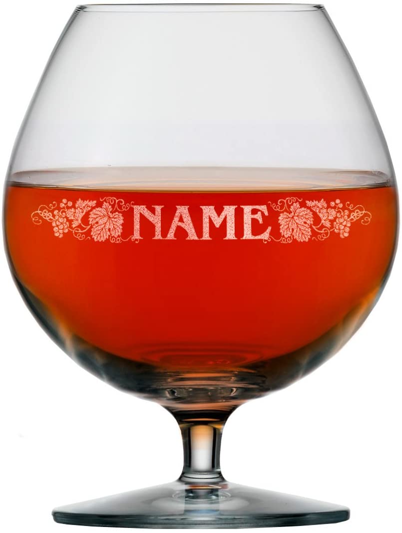Stölzle Lausitz Name Grape Leaves Cognac Glass with Engraving